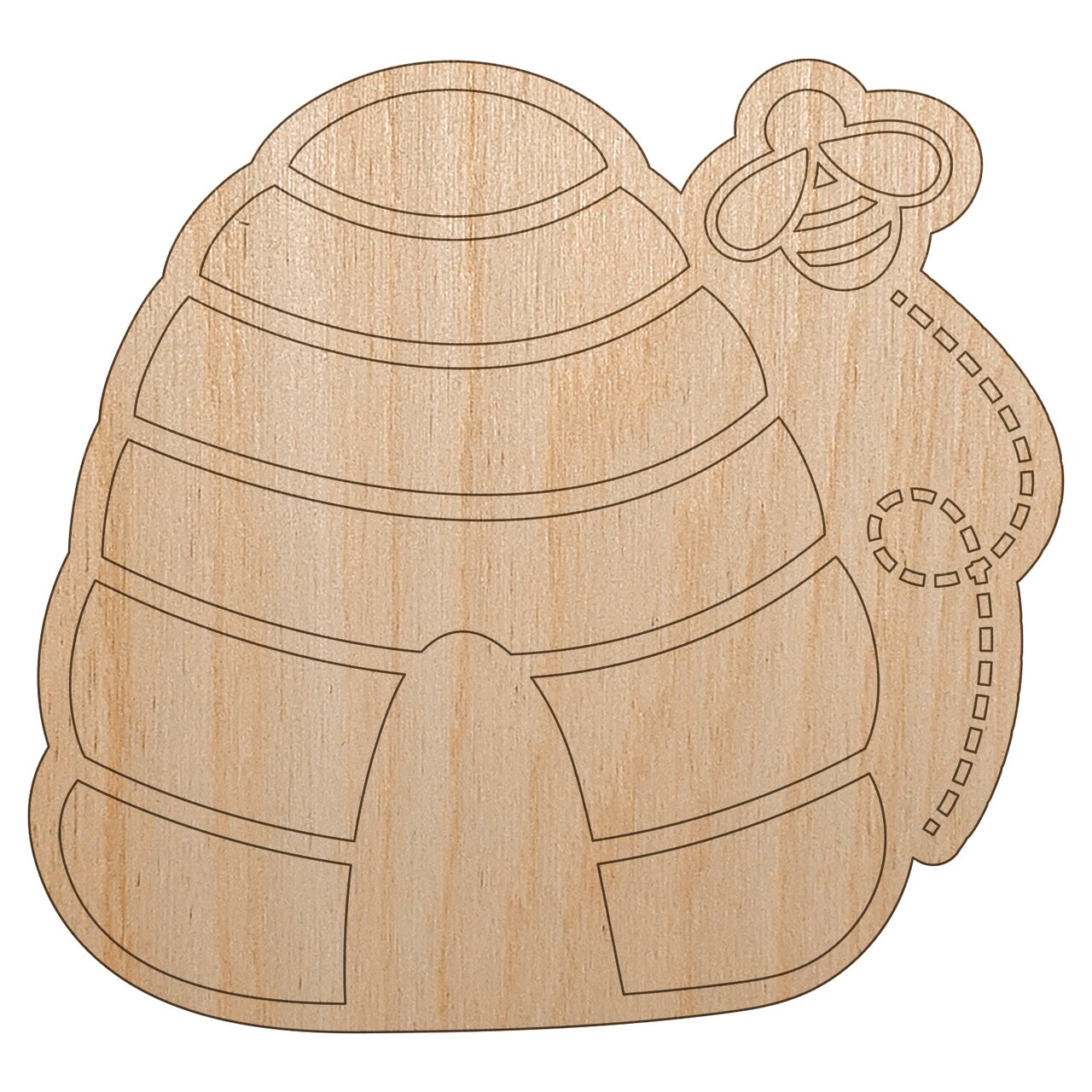 Bee Hive with Bee Unfinished Wood Shape Piece Cutout for DIY Craft Projects